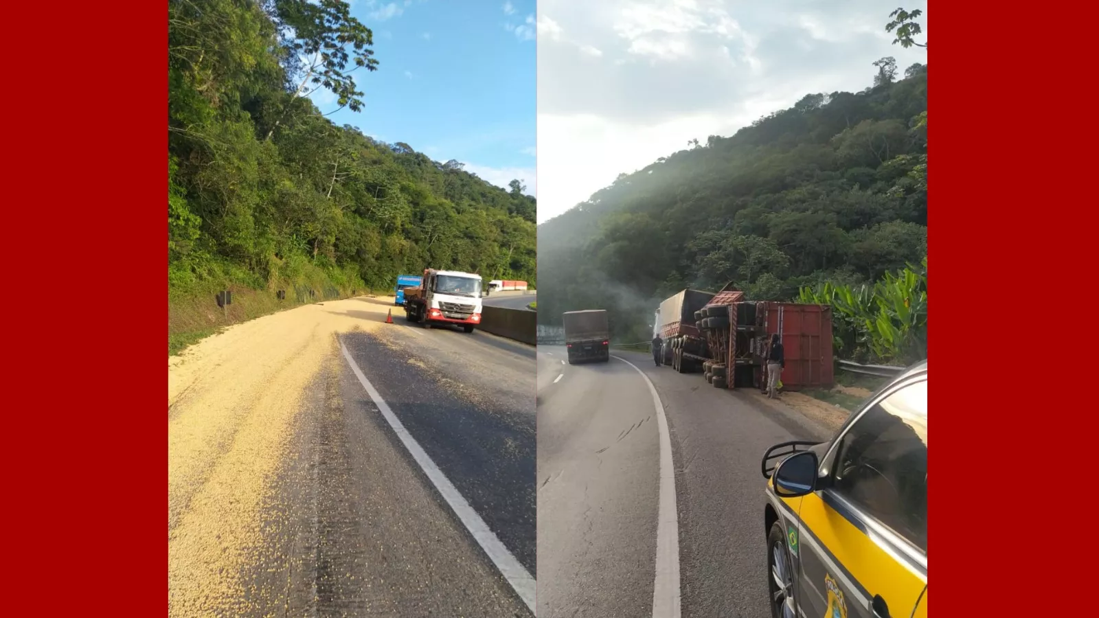 Caminhão tomba e deixa pista da BR-277 parcialmente interditada